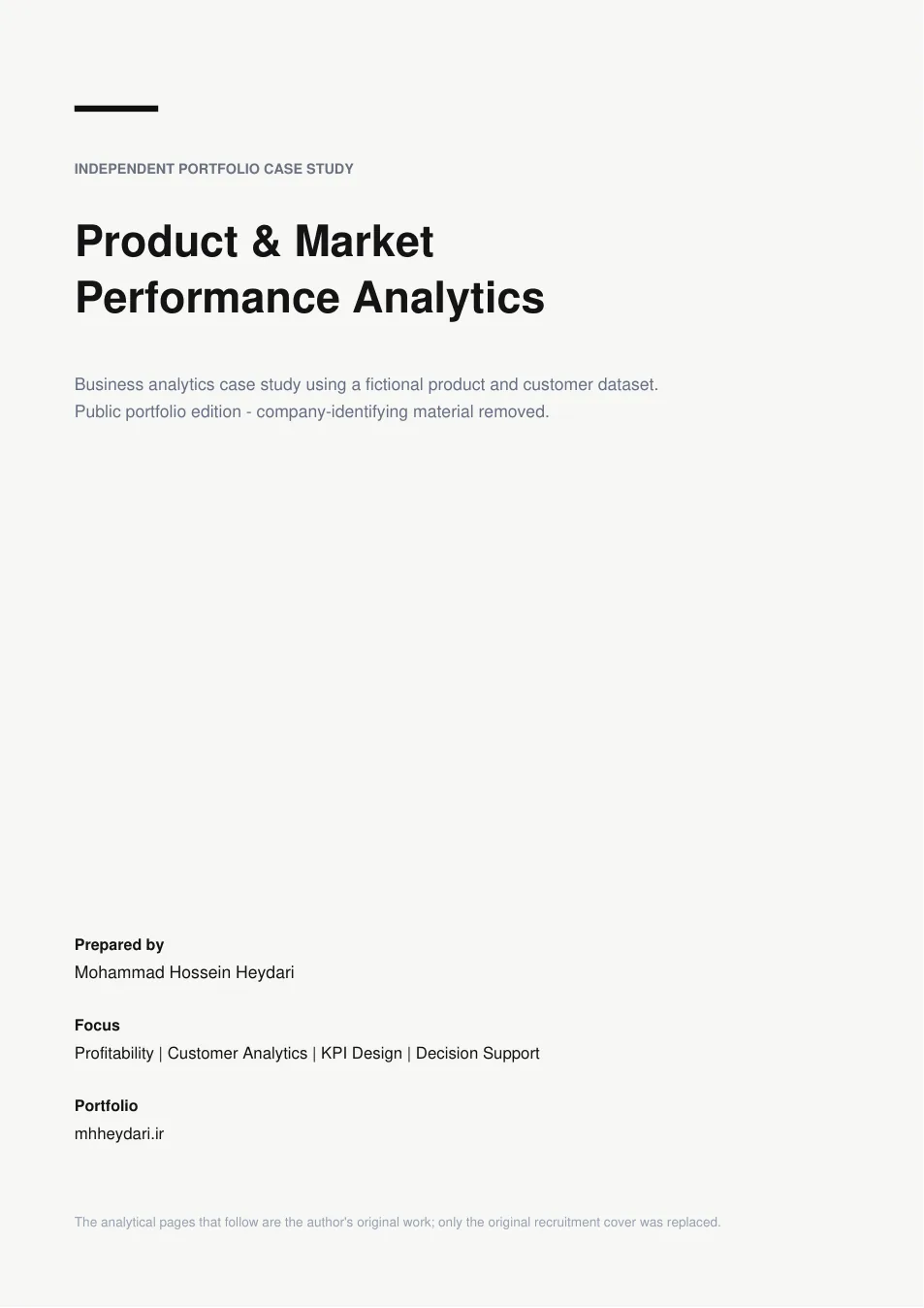 First page preview of Product & Market Performance Analytics report